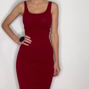 Burgundy red midi dress